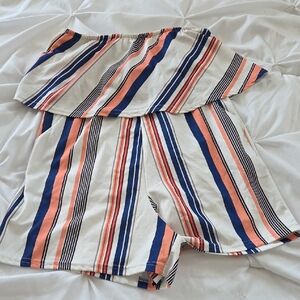Striped Off-Shoulder Romper